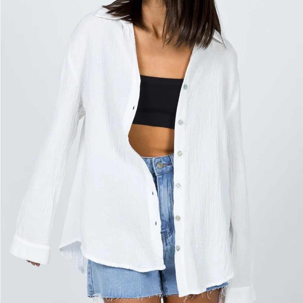 Princess Polly Mahalia Shirt in White Size 0
